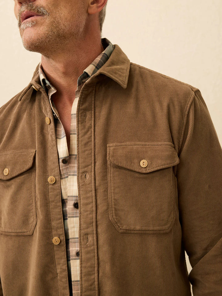 Faherty Stretch Terry Corduroy Workshirt: Timber