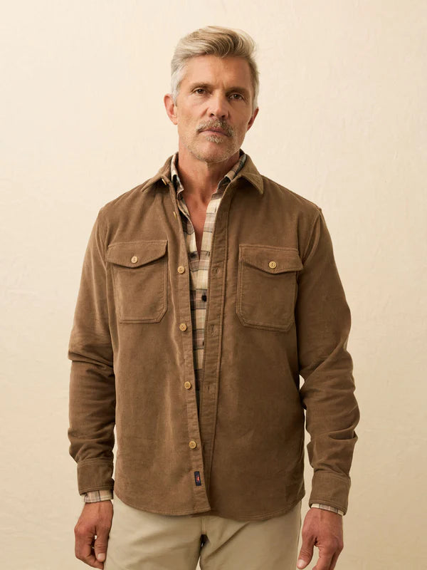 Faherty Stretch Terry Corduroy Workshirt: Timber