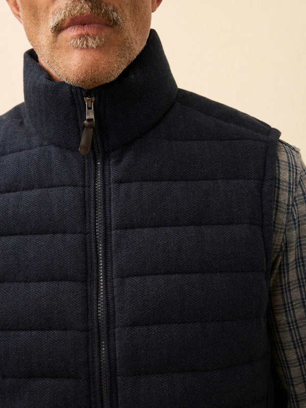 Faherty Teton Valley Vest: Navy Twilight Herringbone