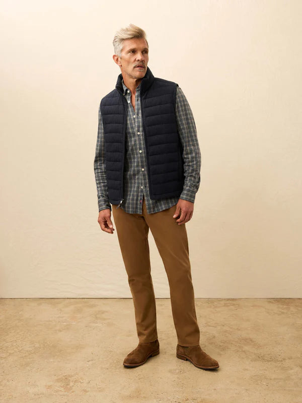 Faherty Teton Valley Vest: Navy Twilight Herringbone