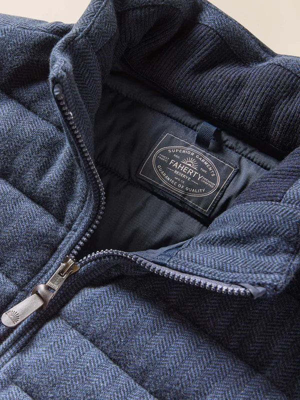 Faherty Teton Valley Vest: Navy Twilight Herringbone