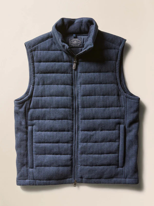 Faherty Teton Valley Vest: Navy Twilight Herringbone