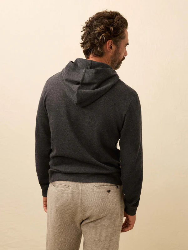 Faherty Aspen Lounge Cashmere Hoodie: Coal Smoke Melange