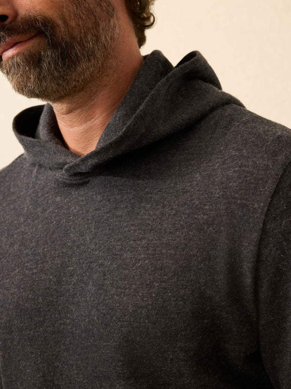 Faherty Aspen Lounge Cashmere Hoodie: Coal Smoke Melange