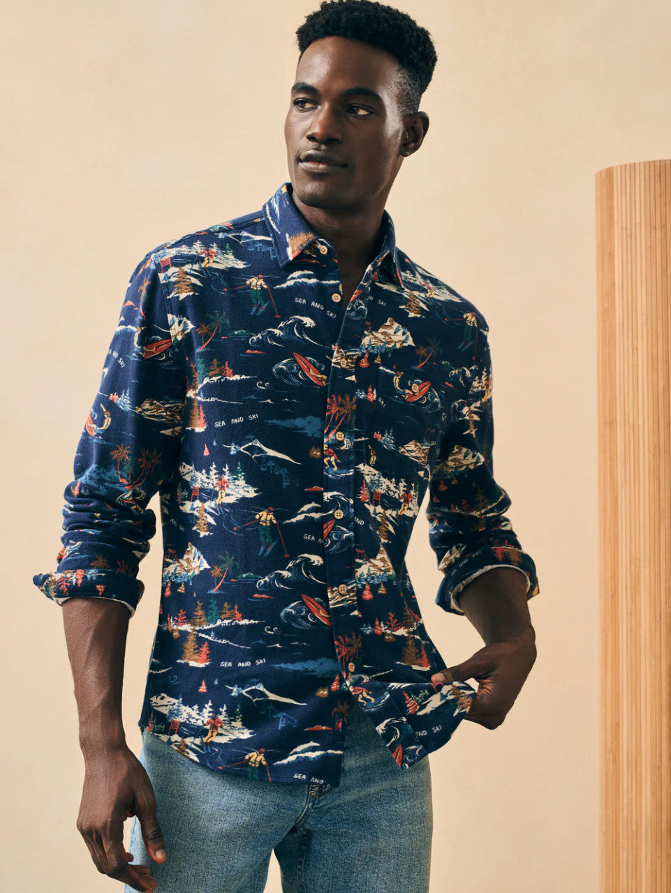 Craig Faherty Faherty Super Brushed Flannel: Navy Sea To Ski – Craig Reagin Clothiers