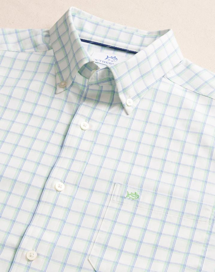 Southern Tide Habersham Plaid Intercoastal Long Sleeve Sport Shirt: Jade Green