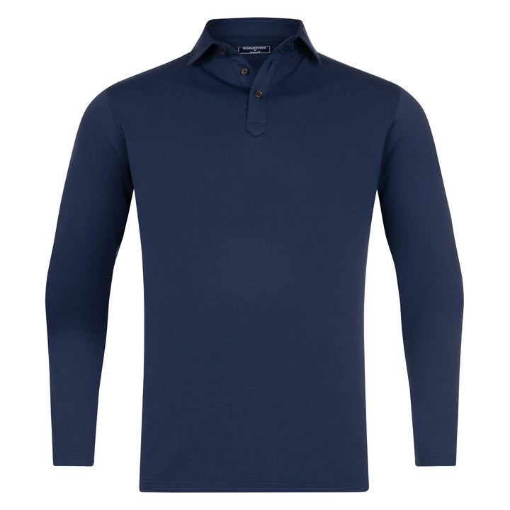 Harlestons The Cypress Longsleeve Polo: Beaufain Blue