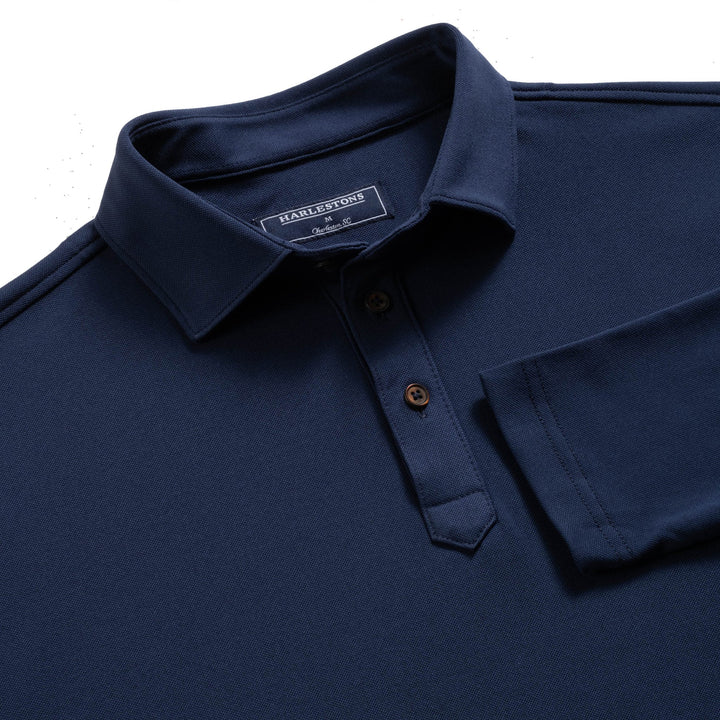 Harlestons The Cypress Longsleeve Polo: Beaufain Blue