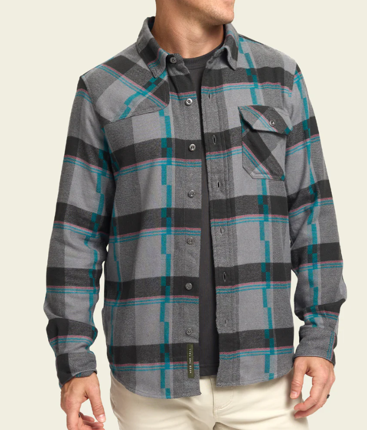 Howler Brothers Harker's Flannel: Backdrop Plaid - Greystroke