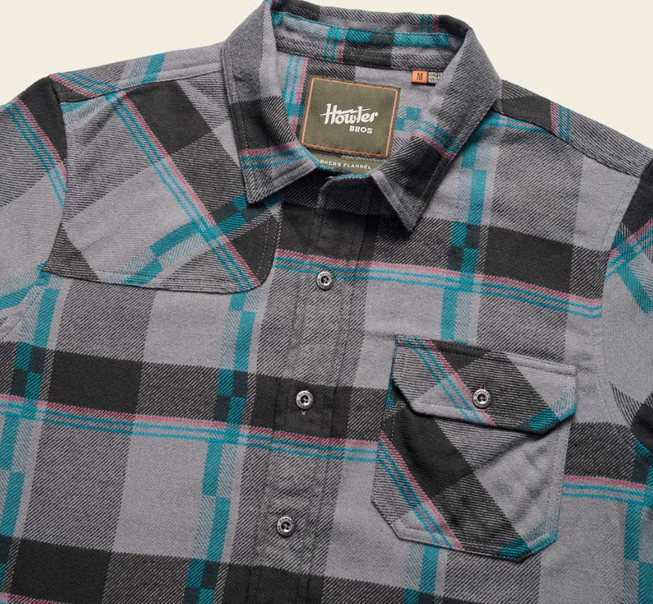 Howler Brothers Harker's Flannel: Backdrop Plaid - Greystroke