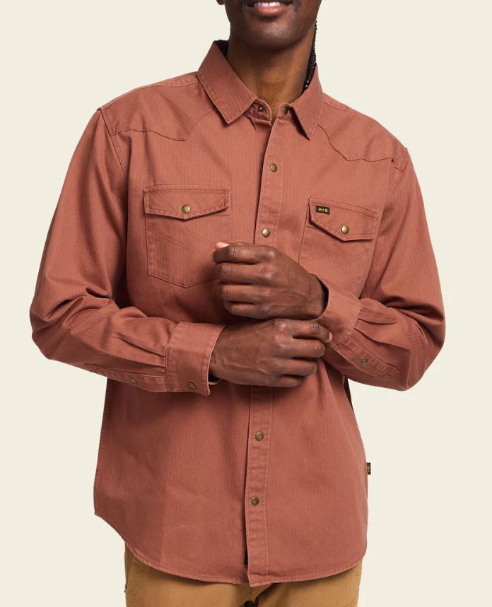 Howler Brothers Sawhorse Work Shirt: Mink Brown