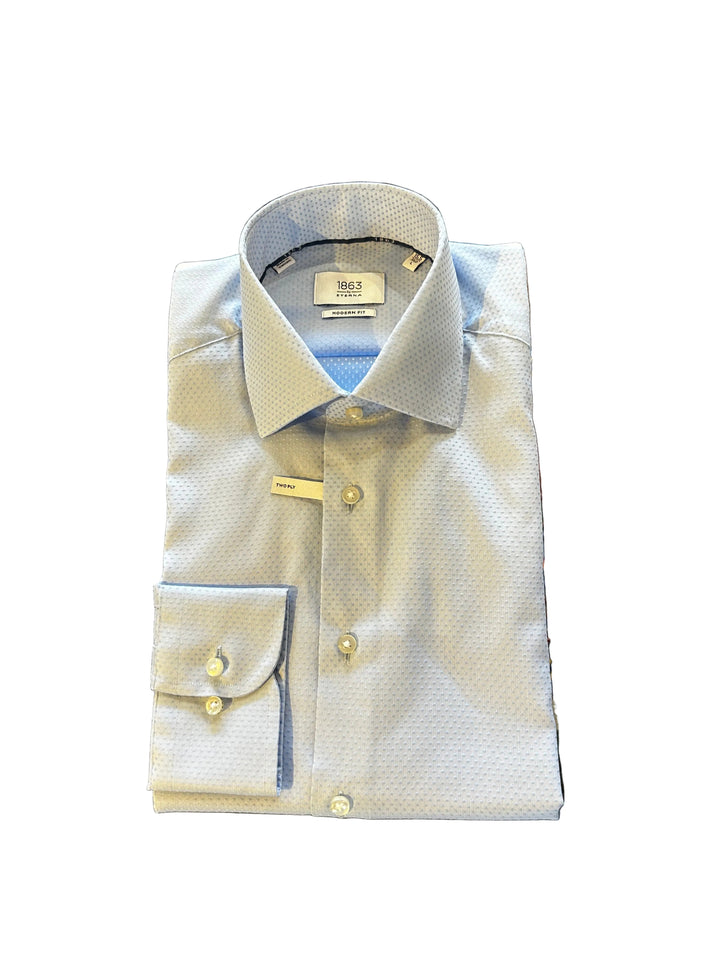 Eterna Modern Fit Structured Dobby Kent Collar Dress Shirt: Light Blue