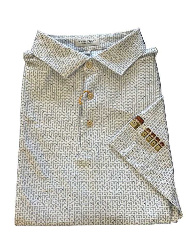 Peter Millar Paper Plane Performance Jersey Polo Lake Murray Dam Towers: White