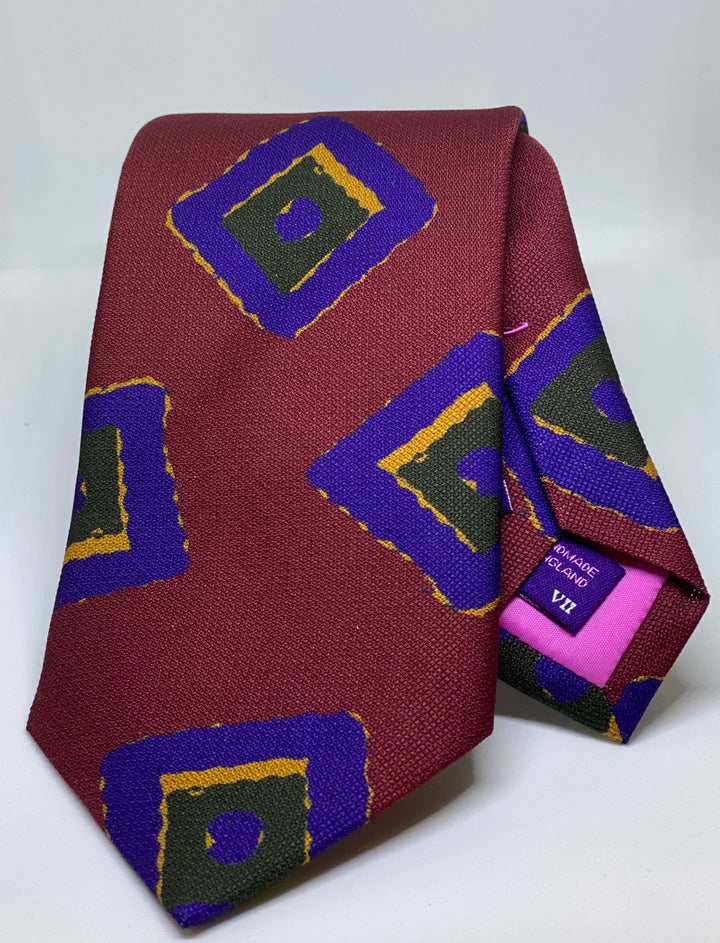 Seaward and Stearn Printed Geometric Tie: Red