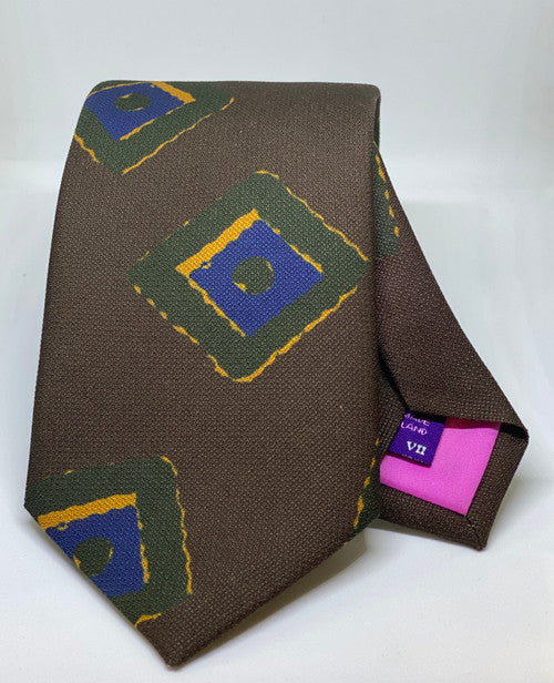 Seaward and Stearn Printed Geometric Tie: Brown