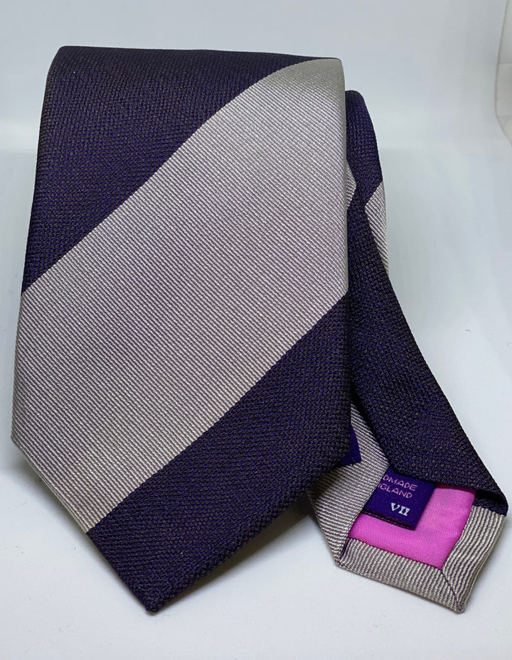 Seaward and Stearn Wide Stripe Tie: Regal/Silver