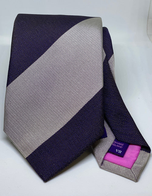 Seaward and Stearn Wide Stripe Tie: Regal/Silver