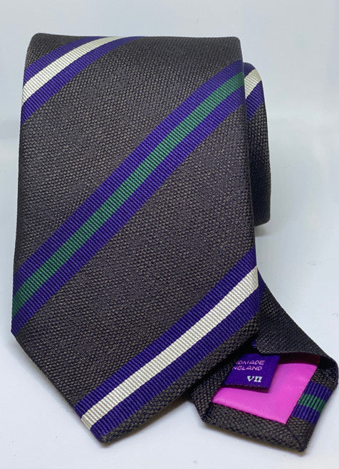 Seaward and Stearn Multi Stripe Silk Tie: Brown