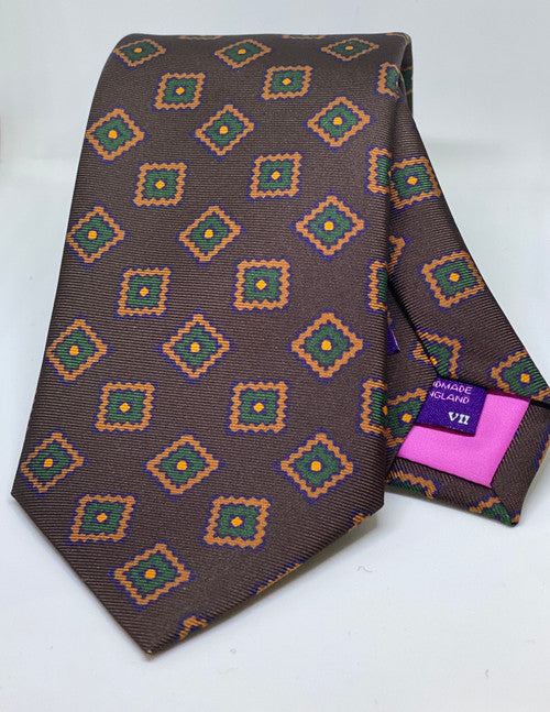 Seaward and Stearn Square Medallion Tie: Brown