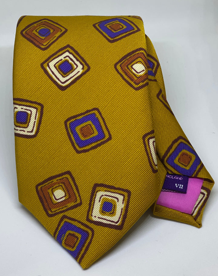 Seaward and Stearn Mulit Colored Square Tie: Mustard