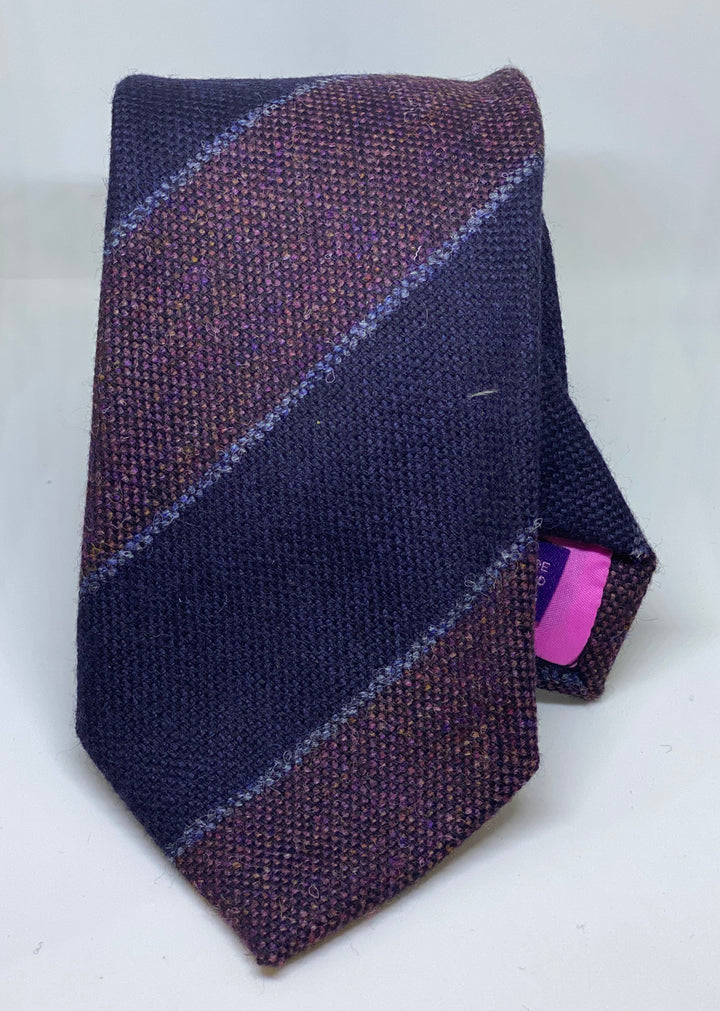 Seaward and Stearn Multi Stripe Wool Tie: Purple/Navy