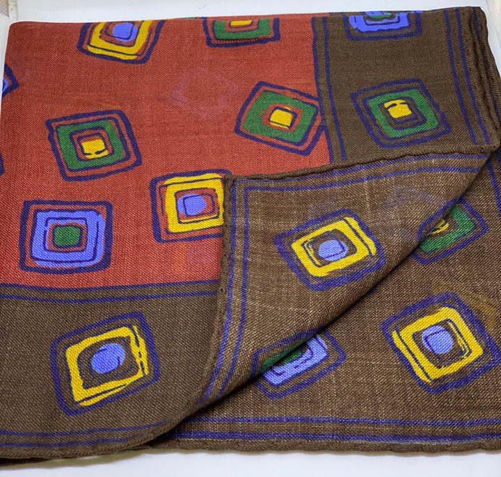 Seaward and Stearn Geometric Square/Border Pocket Square: Brown