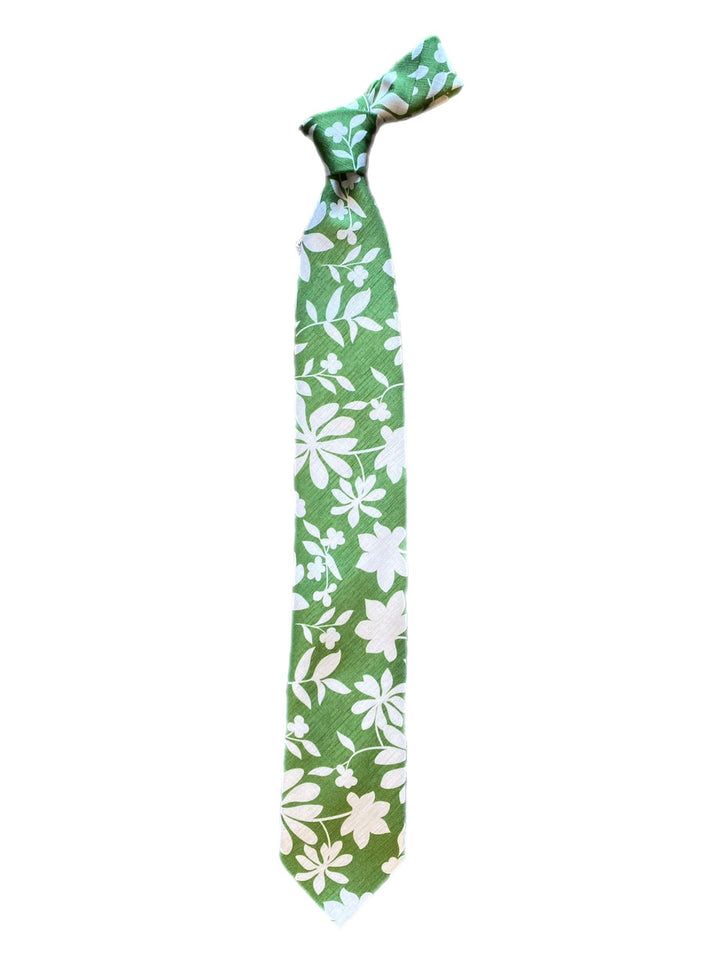 Seaward and Stearn Big Floral Print Tie: Green