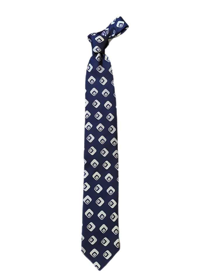 Seaward and Stearn Navy Medallion with Geo Print Tie