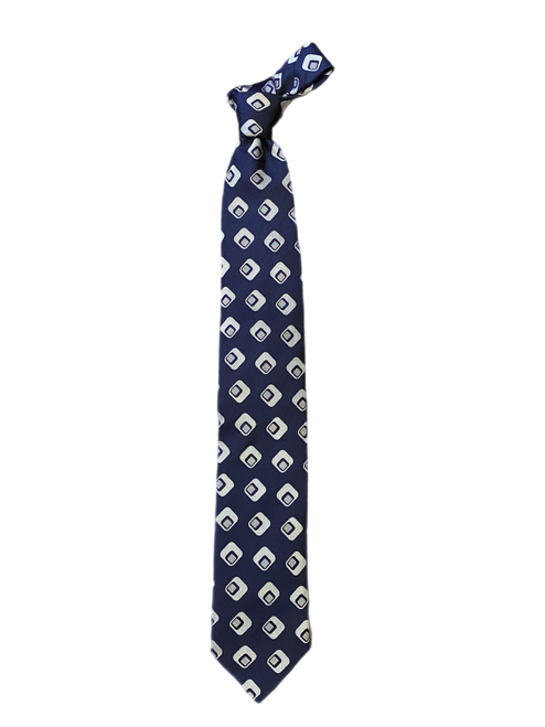 Seaward and Stearn Navy Medallion with Geo Print Tie