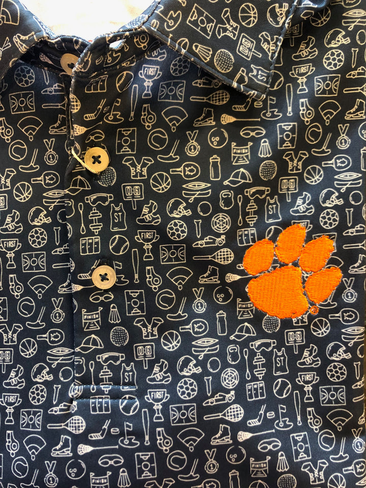 Southern Tide Finally Friday Clemson University Polo: Aged Denim