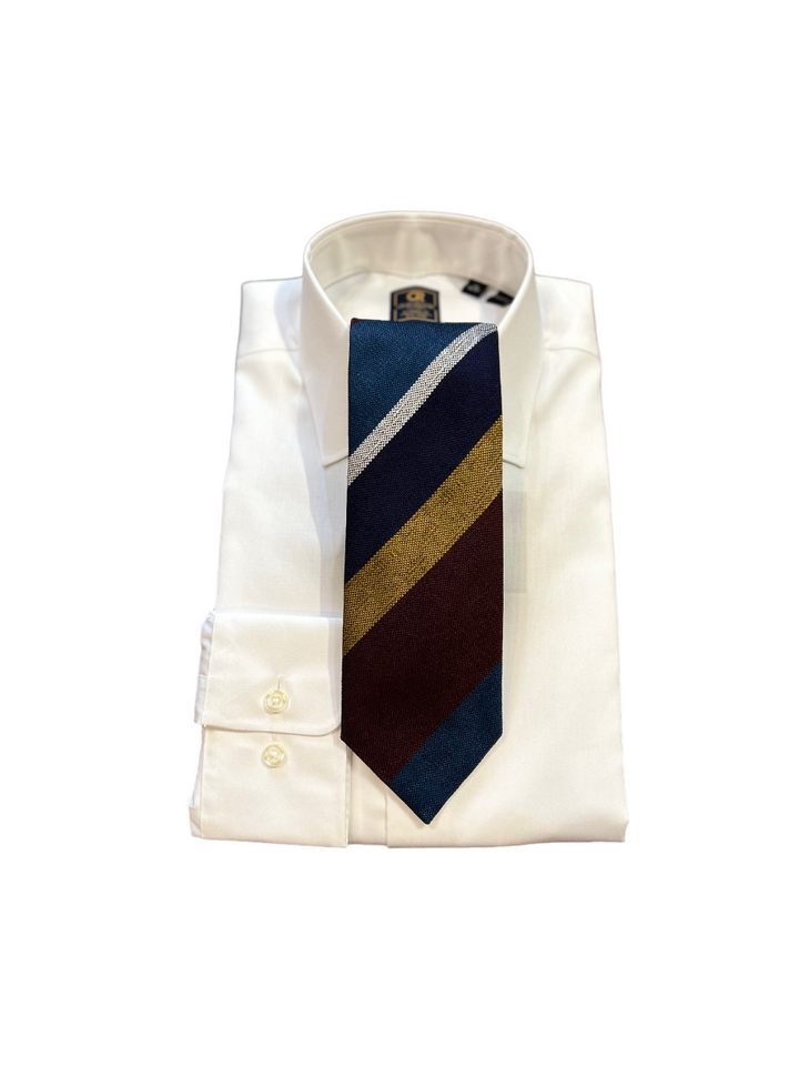 Seaward and Stearn Tie: Blue/Burgundy/Gold