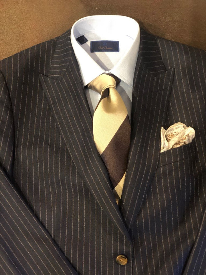 Maxdavoli by MaxMan Navy with Khaki Pinstripe Suit