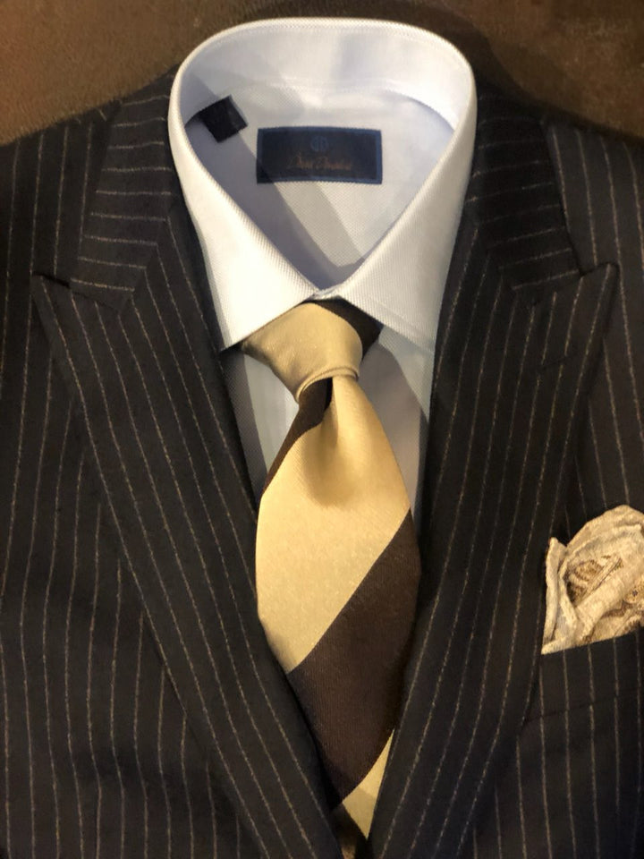 Maxdavoli by MaxMan Navy with Khaki Pinstripe Suit