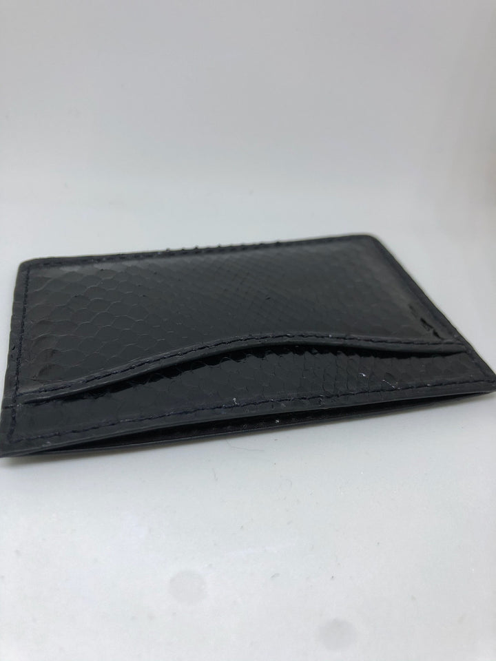 W Kleinberg Python Flat Card Case Wallet: Black