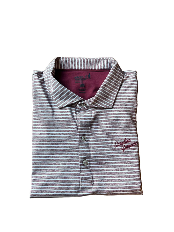 Johnnie-O University of South Carolina "Vault Logo" Clipper Striped Jersey Performance Polo: Garnet