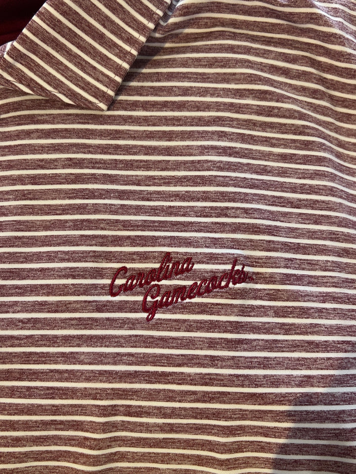 Johnnie-O University of South Carolina "Vault Logo" Clipper Striped Jersey Performance Polo: Garnet