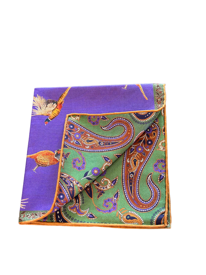 Seaward and Stearn Purple Pheasants Pocket Square