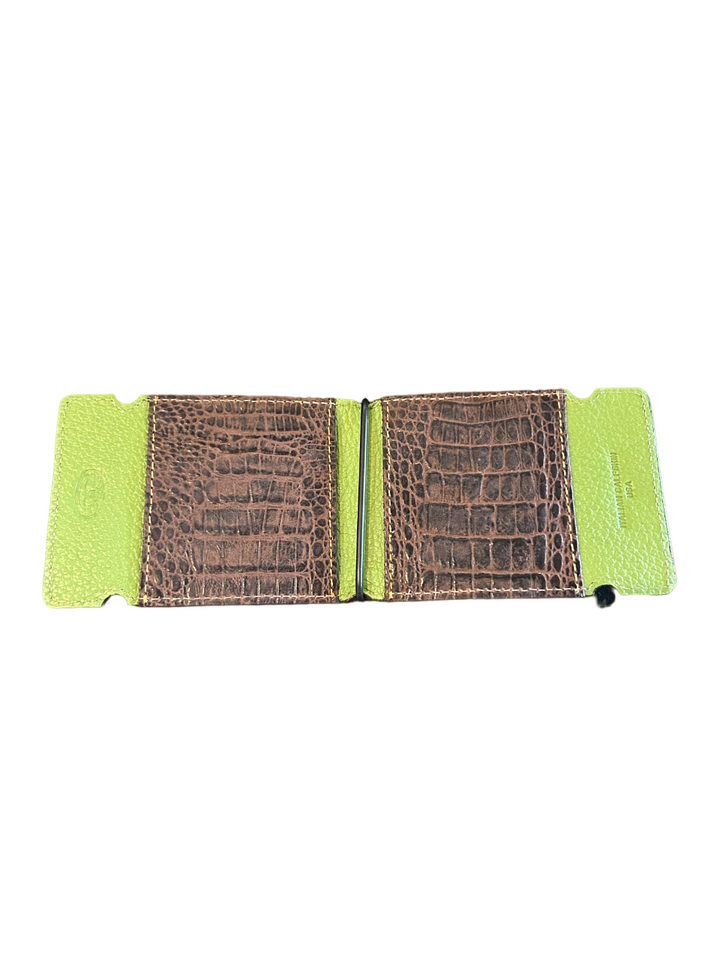 Torino Embossed Alligator Calfskin Cash Cover Wallet - Brown