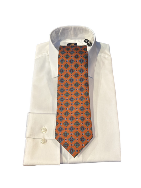 Robert Jensen Orange Sqaures Tie