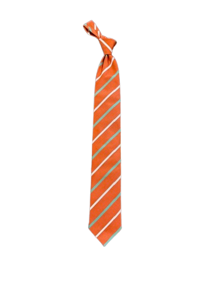 Seaward and Stearn Tie: Coral with Teal and White Stripes