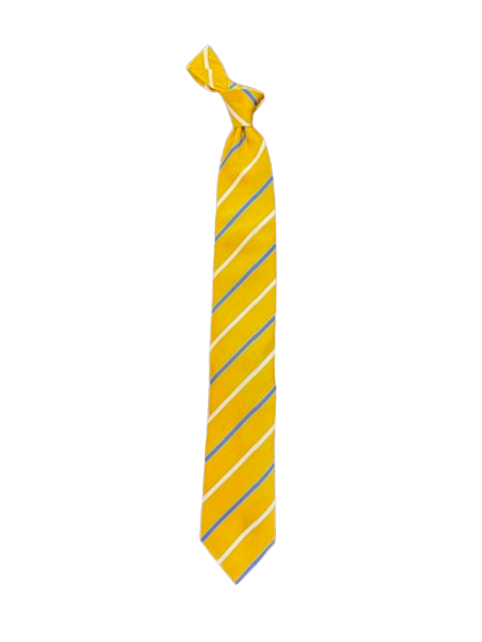 Seaward and Stearn Tie: Yellow with Blue and White Stripes