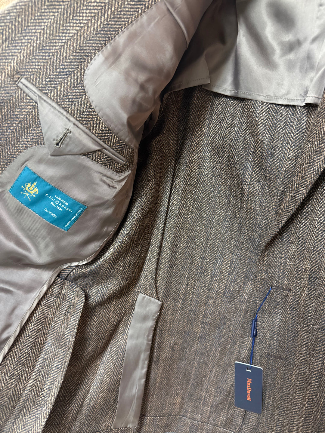 Maxdavoli by Maxman Lanificio F.lli Cerruti Soft Coat: Brown Herringbone