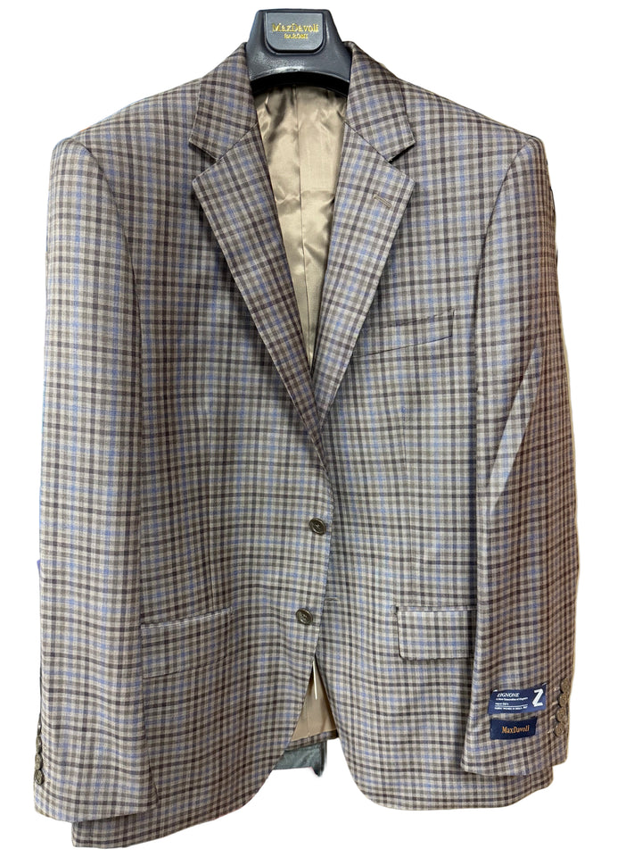 Maxdavoli by Maxman Zignone Tailored Coat: Taupe Check