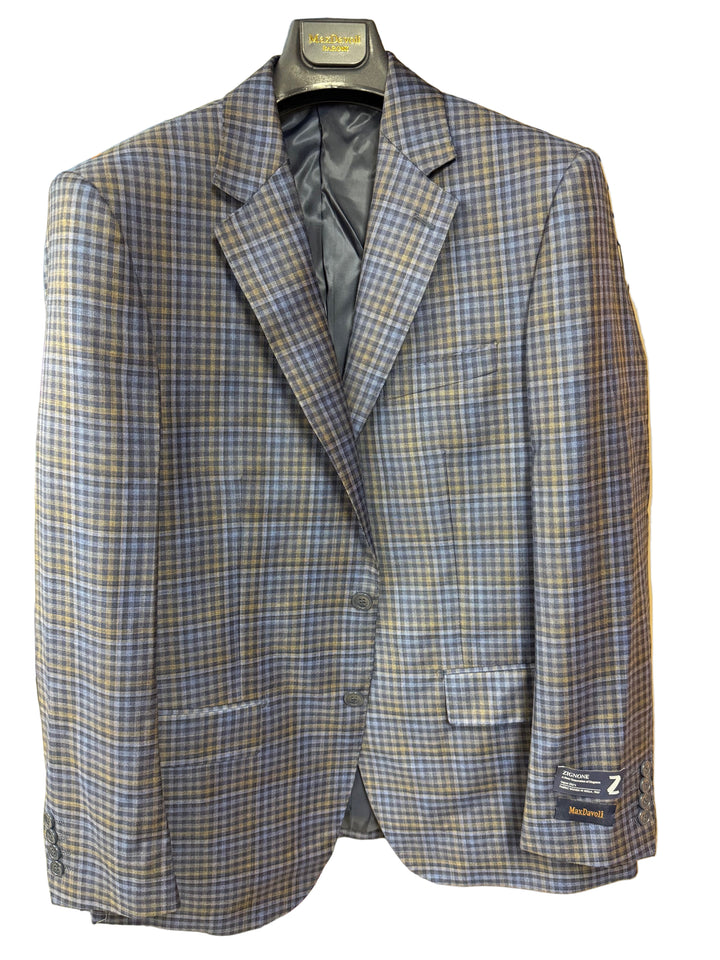 Maxdavoli by Maxman Zignone Tailored Coat: Blue Check