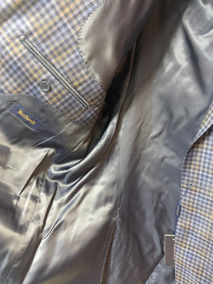 Maxdavoli by Maxman Zignone Tailored Coat: Blue Check