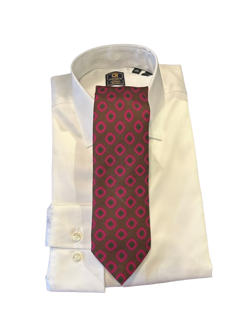 Seaward and Stearn Brown/Pink Geometric Tie