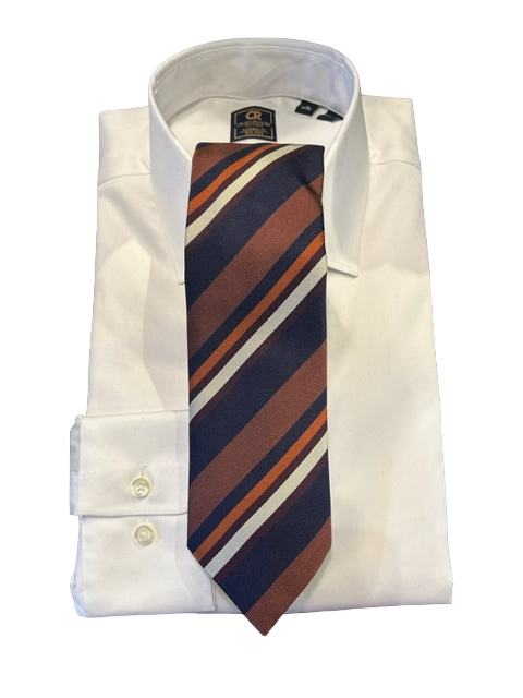 Seaward and Stearn Brown/Blue/Orange Stripe Tie