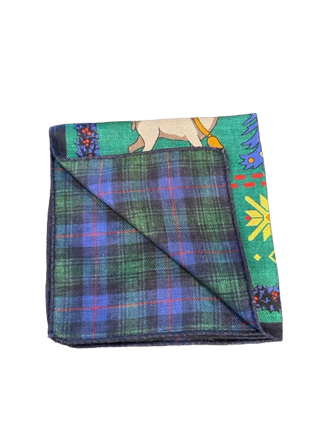 R. Hanauer Green/Reindeer Plaid Pocket Square