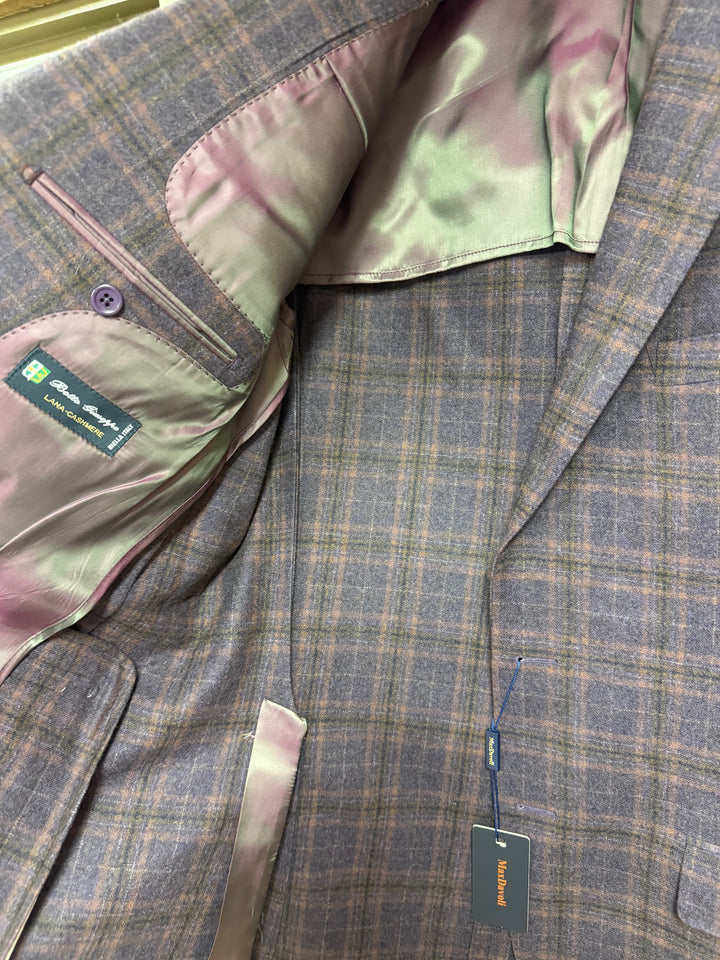 Maxdavoli by Maxman Botto Giuseppe Soft Coat: Plum Plaid