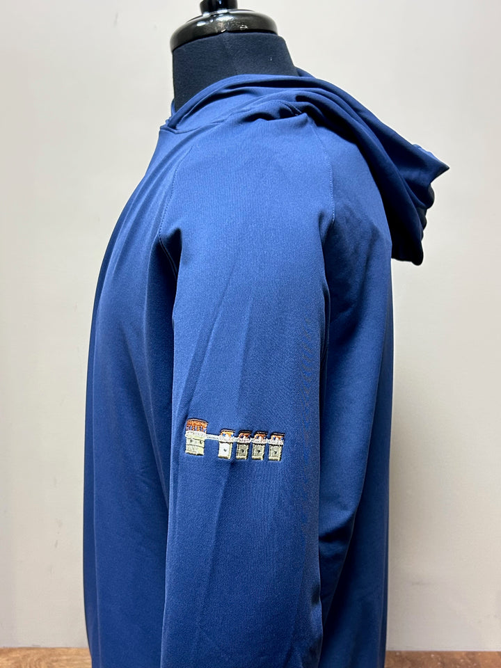 Peter Millar Pine Performance Hoodie "Lake Murray Dam Towers": Navy